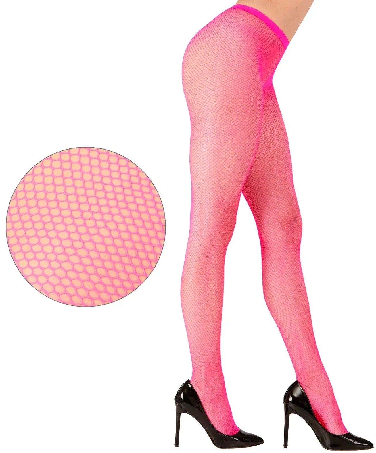 Pantys de Rejilla Rosa Fluorescente Medias y Pantys Smiffys